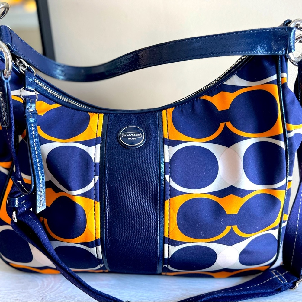 Navy and yellow Coach Purse